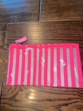 Victoria's Secret Hot Pink & Clear Striped Pouch